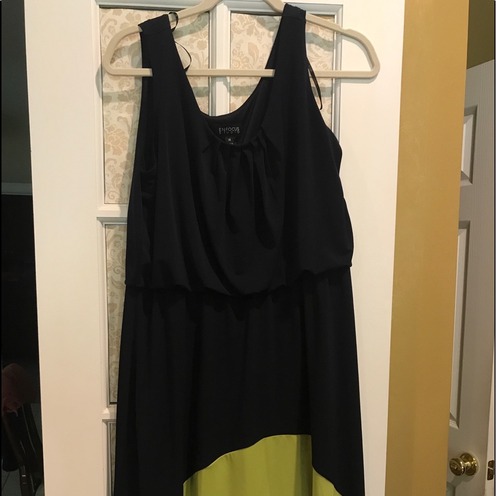 Short Navy/Lime Green/White Dress